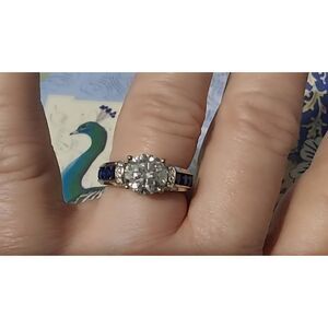 CERTIFIED 2.63 Ct. Genuine White & Blue Moissanite Engagement/Bridal Ring Sz 8